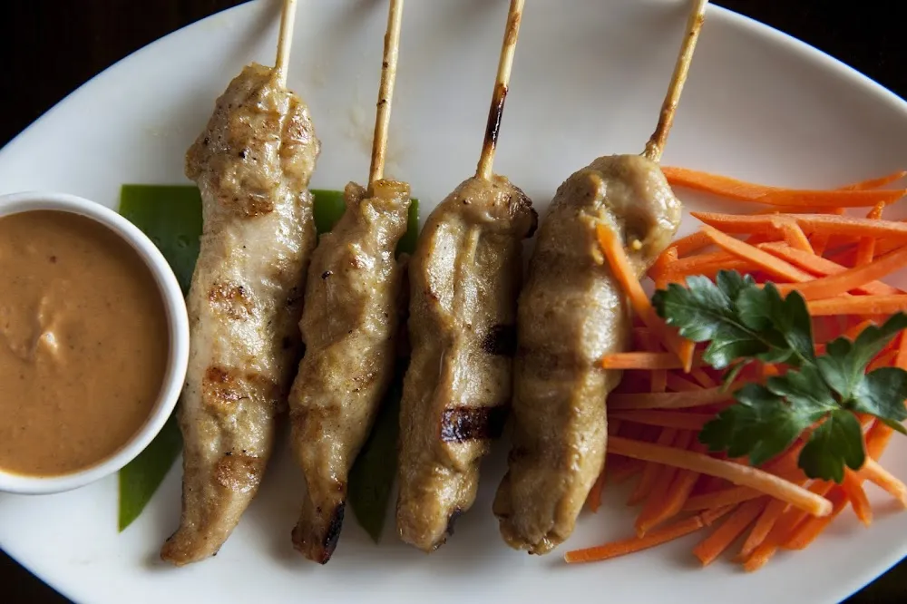 Satay Chicken on Bamboo Skewers